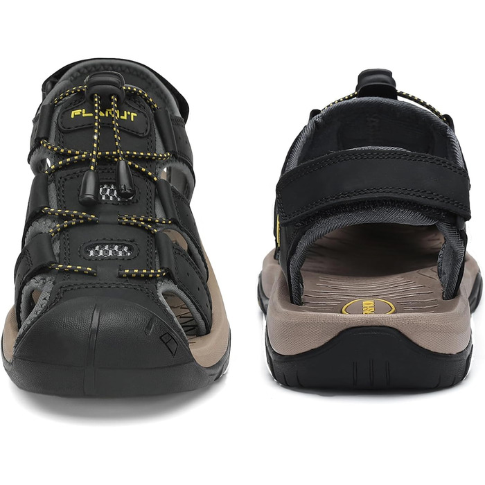 Чоловічі сандалі FLARUT для туризму, піших прогулянок та пляжу. Шкіряні трекінгові сандалі, спортивні літні кросівки 43 EU, чорні