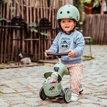 Біговел Scoot & Ride Highwaykick 1 Lifestyle з сидінням та контейнером (Зелені лінії)
