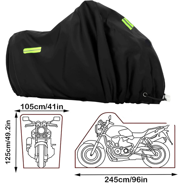 Водонепроникна накривка для мотоцикла Motorrad - 245x105x125 см, XXL, захисна накривка, універсальна, захист від дощу з отвором для замка