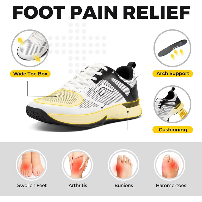 Тенісні кросівки FitVille для чоловіків (X-широкі) - спортивне взуття, зал, бадмінтон, фітнес, білий/чорний