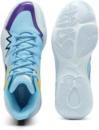 Баскетбольні кросівки PUMA Genetics для чоловіків, білий-електрик лайм, розмір 43 EU / 44.5 EU, блакитний, крижаний блакитний