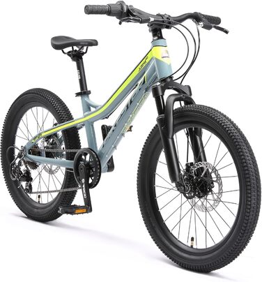 Дитячий гірський велосипед BIKESTAR 20 дюймів, алюмінієвий, 7-ступінчаста Shimano, дискові гальма, амортизаційна вилка, для дітей 6-9 років