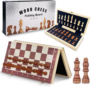 Шаховий набір Tekenebse: складане шахове поле 29x29 см, магнітні фігури, дерев'яний, для дітей та дорослих