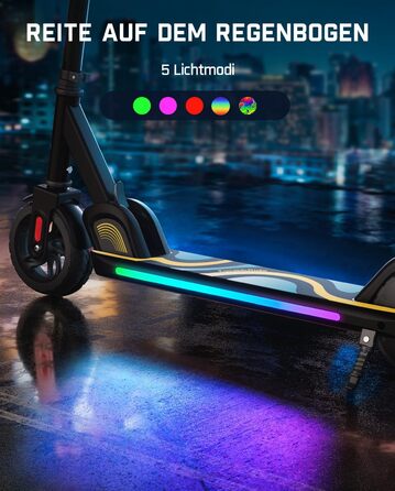 Електросамокат FanttikRide C9 Pro для дітей від 8 років, регульований, LED-дисплей, кольорове підсвічування, швидкість до 16 км/год, пробіг 8 км, складаний, чорний