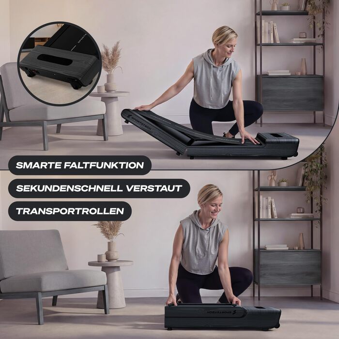 Складана бігова доріжка для ходьби Sportstech WoodPad Pro: компактна доріжка для дому та офісу, до 8 км/год, з лічильником кроків та підтримкою застосунку, витримує до 120 кг
