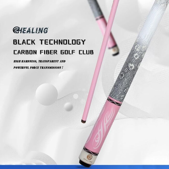 Професійний бильрд для жінок у рожевому кольорі, з шкіряною та карбоновою ручкою, діаметр кінчика 12,4 мм, для аматорів та професіоналів