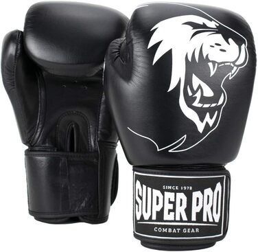 Боксерські рукавички Super Pro Warrior для дорослих, унісекс, чорні/білі, 10 унцій