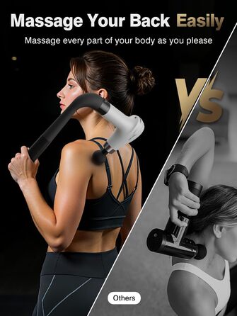 Масажер для тіла Cotsoco з подовженим насадженням, масажний пістолет для спини з 4 насадками та 6 рівнями швидкості, подарунок для чоловіків та жінок, чорний