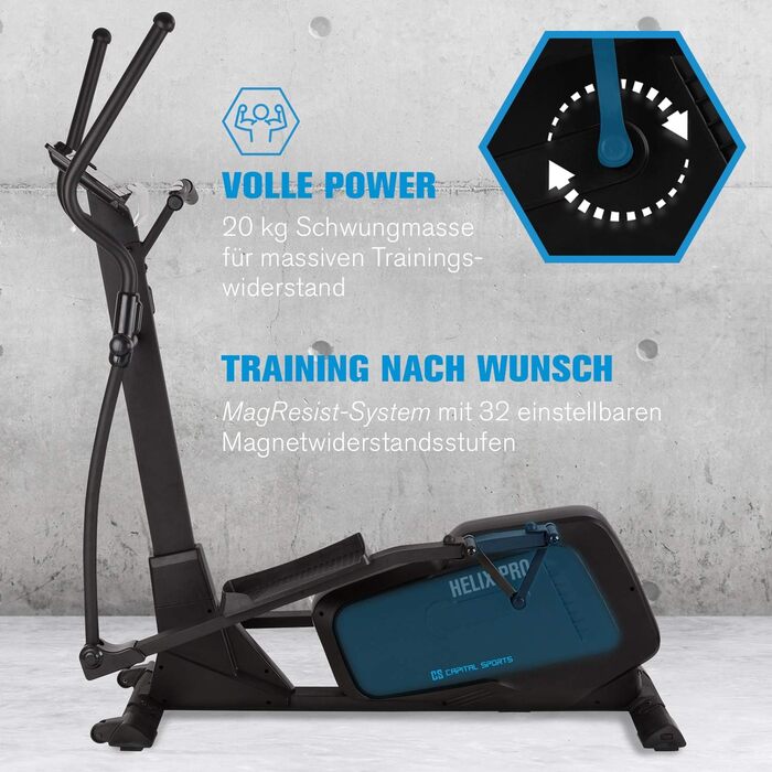 Еліптичний тренажер Kraftfit для дому, 20 кг маховик, 12 програм, Bluetooth, сумісний з Kinomap, чорний
