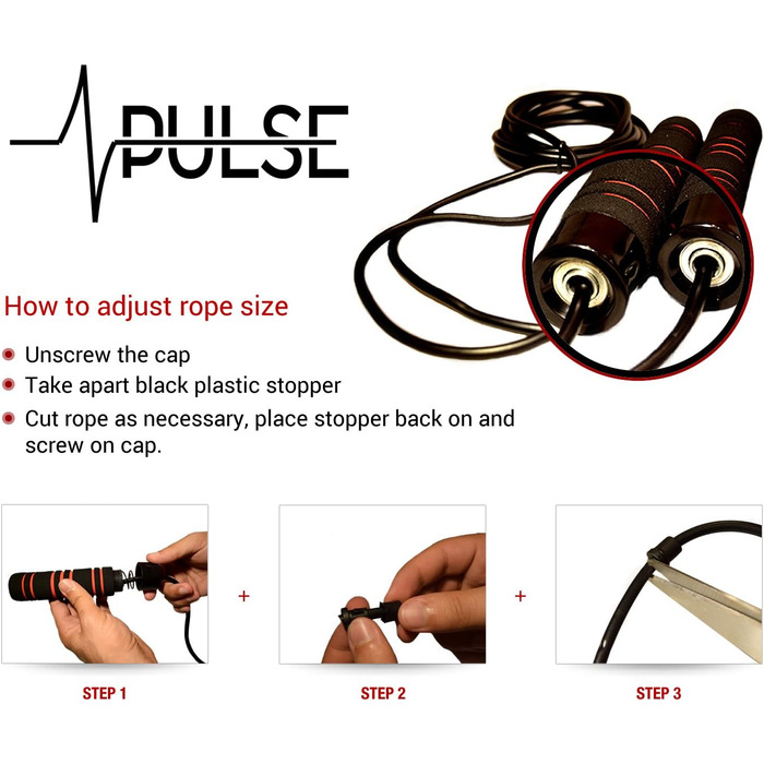 Важкий скакалка (0,5 кг) з ручками з Memory Foam та товстим тросом для швидкості, для фітнесу вдома, кардіо, боксу, MMA, кросфіту, витривалості, стрибків