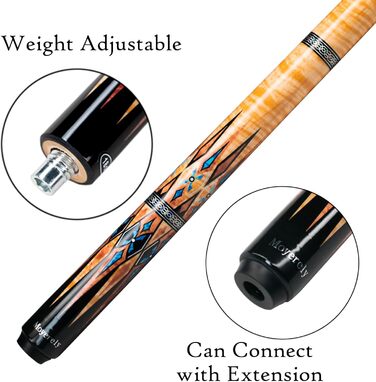 Біліардний кий Moyerely з карбону, 12.5 мм, професійний з чохлом (MF2)