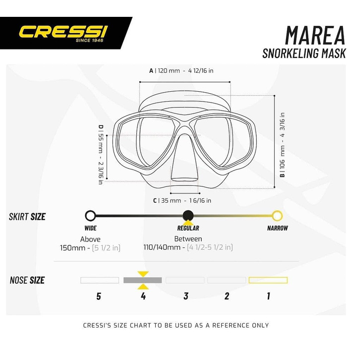 Маска для дайвінгу та снорклінгу Cressi Marea, унісекс, жовто-біла, універсальний розмір, комплект з трубкою Mexico або без неї