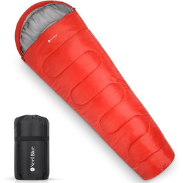 Спальний мішок Mumienschlafsack для дорослих - легкий, компактний, водонепроникний з капюшоном, 220x85 см, для кемпінгу, походів, подорожей (червоний)