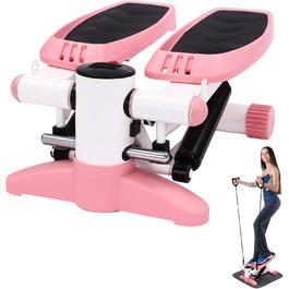 Степпер для дому Swing Stepper 150 кг з LCD-дисплеєм, тренажер для фітнесу та рук, рожевий