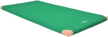 Гімнастичний мат Grevinga 200x100x6 см, м'який, з шкіряними кутами, синій