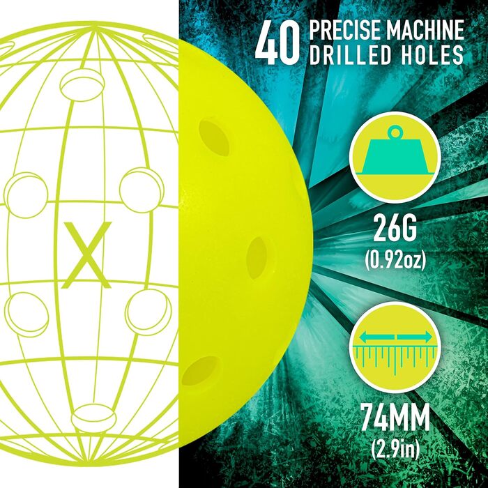 Набір для піклболу Franklin Sports: 2 ракетки Dolch зі скловолокна та 4 м’ячі X-40, сертифікований USAPA, для 2 гравців