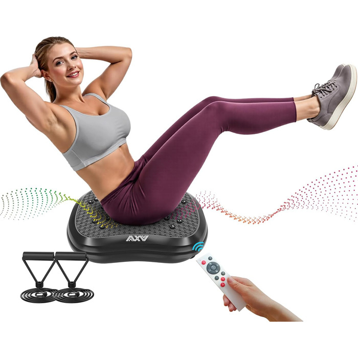 Віброплатформа AXV для тренувань всього тіла, портативна, для схуднення, лімфодренаж, фітнес вдома, чорний