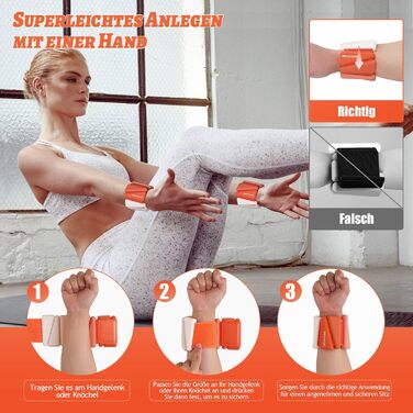 Набір обтяжувачів для ніг та рук BECOJADDE (0.45 кг / 0.9 кг) - для фітнесу, йоги, пілатесу, ходьби, тренувань. Оранжевий колір.