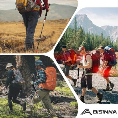 BISINNA Карбонові скандинавські палиці для ходьби, ультралегкі, 249 г, регульовані 35-135 см, з корковою ручкою, для жінок і чоловіків