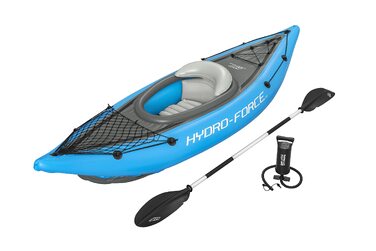 Надувний одномісний каяк Hydro-Force Cove Champion з веслом, помпою та сумкою для перенесення, синій