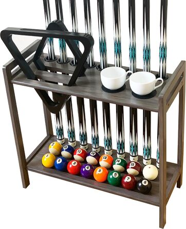 Підставка для київ для більярду на підлозі на 8 київ та аксесуари, дерев'яна підставка для київ, кутова підставка з гачками та лічильником очок