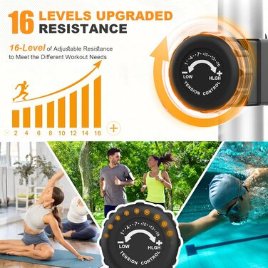 Еліптичний тренажер Crosstrainer 3-в-1 з LCD-монітором, 16 рівнів навантаження та 6 кг маховиком (Оранжевий + Срібний)