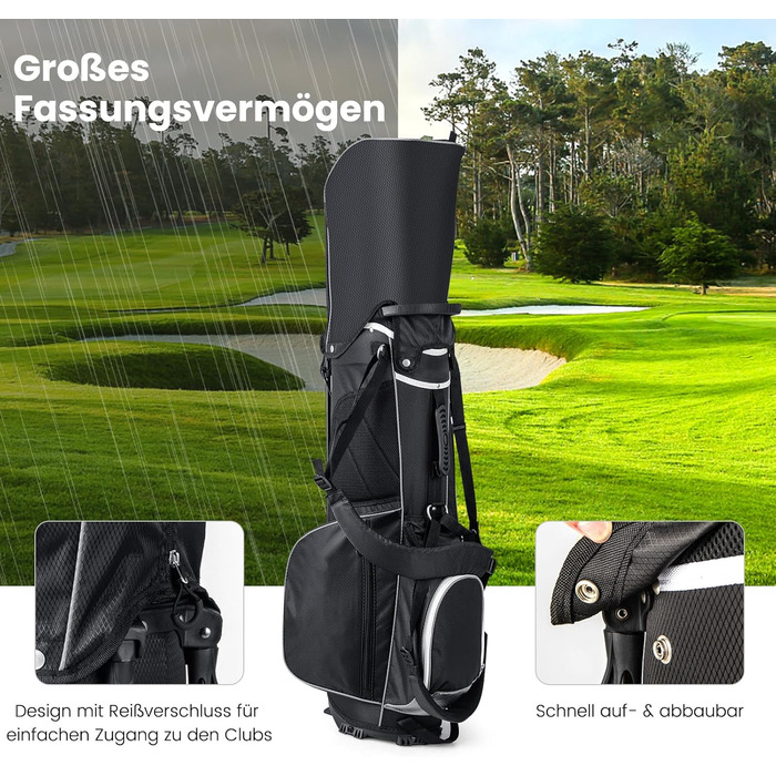 Сумка для гольфу COSTWAY з 6, 8 або 14 відділеннями, сталева, легка, портативна сіра для чоловіків та жінок