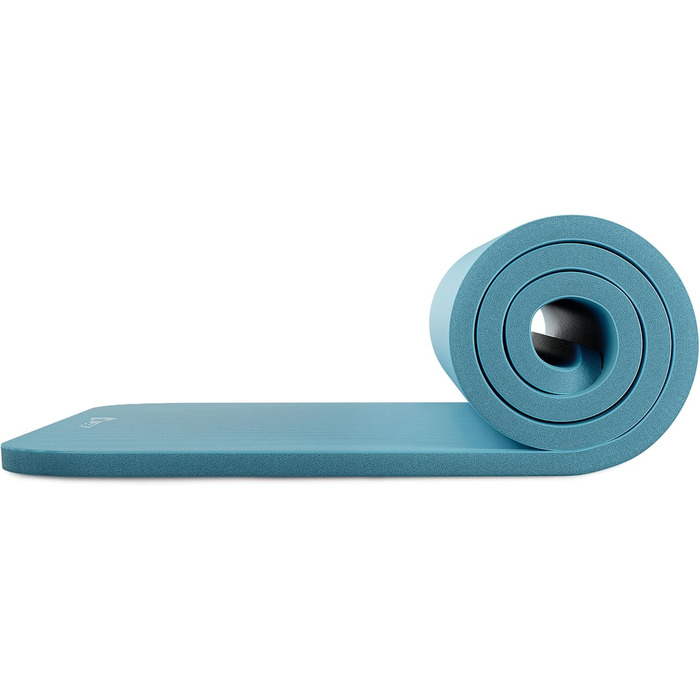 Гимнастичний килимок Hop-Sport 190x60x2 см, протиковзний фітнес-мат з NBR-піни Blue Mist, з ременем для перенесення