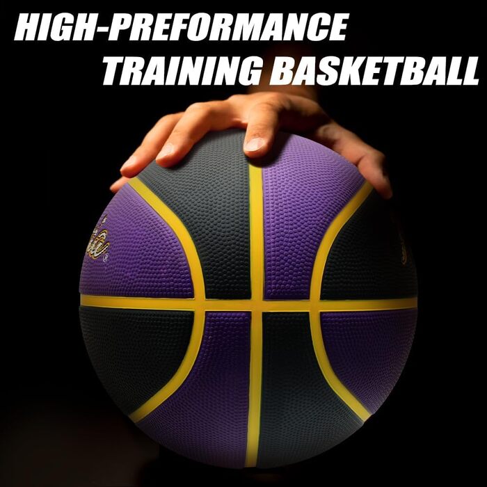 Баскетбольний м'яч Fantecia 7 розміру з насосом - преміум м'яч Street Rubber для гри та тренувань у залі та на вулиці, фіолетовий