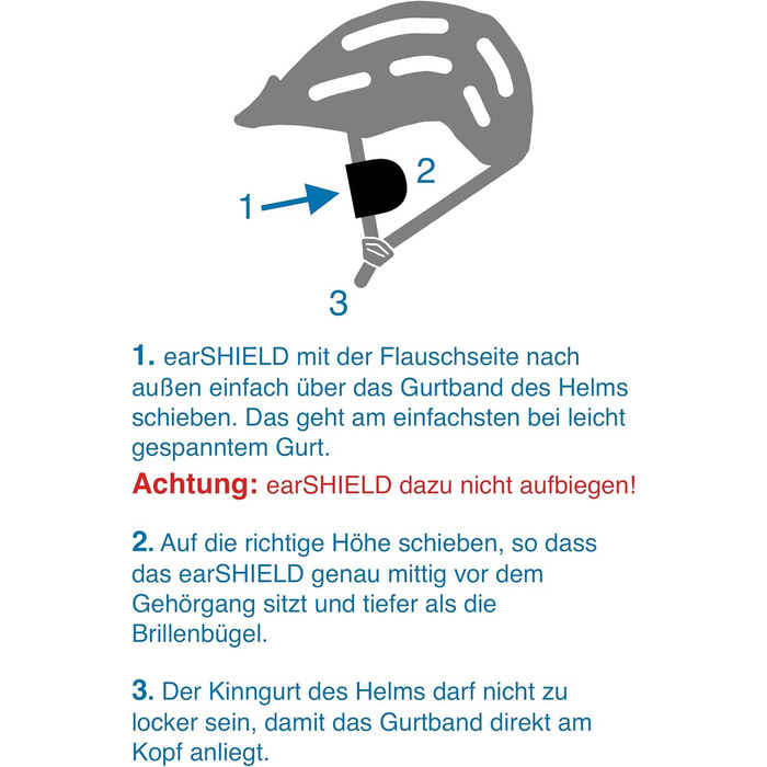 Вітрозахист для велошолома earSHIELD Pro Mini, зменшує шум вітру у вухах, універсальний, чорний, 4,9×6,5 см