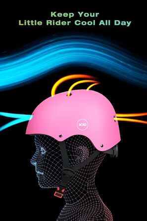 Дитячий велосипедний шолом XJD, рожевий, регульований, для велосипеда, скейтборда, скутера, ролера, 3-13 років, 55-58 см