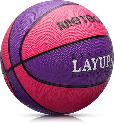 М'яч баскетбольний Meteor Layup Kinder Mini, розмір 7 (чоловічий), розмір 6 (жіночий), рожевий та фіолетовий - для дітей 4-8 років, ідеальний для тренувань