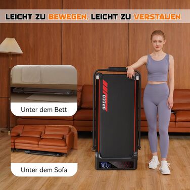 Біговий тренажер RAOO MIN для дому, 1-12 км/год, двигун 2.25HP, складаний біговий килимок 2 в 1 з пультом ДУ/LED-дисплеєм, підставка для телефону. Чорний