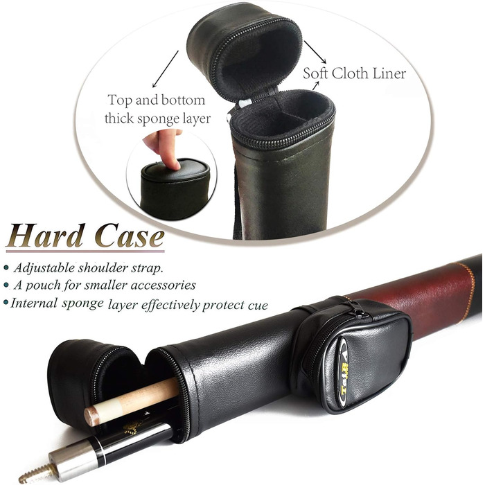 Професійний бильярдний кий Billard-Queuestab з чохлом Hartschalenkoffer, 13 мм наконечник, 147,3 см, тверде дерево (канадський клен), вага 18,19,20,21,22 г, кольори: синій, чорний, червоний, сірий, зелений, аксесуари