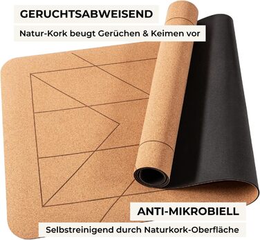 Йога-мат Lotuscrafts ARISE CORK з натурального корку та каучуку, нековзкий, стійкий до поту, екологічний, для хот-йоги