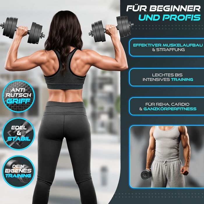 Набір гантелей RE:SPORT 2 шт. регульовані 15/20/30 кг | Гантелі для фітнесу, силових тренувань та дому | З 4 замками | Для нарощування м'язів та воркауту