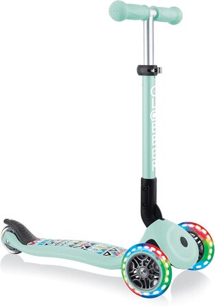 Дитячий триколісний самокат GLOBBER JUNIOR Foldable Fantasy Lights з LED колесами 120/80 мм, ABEC 5, складаний