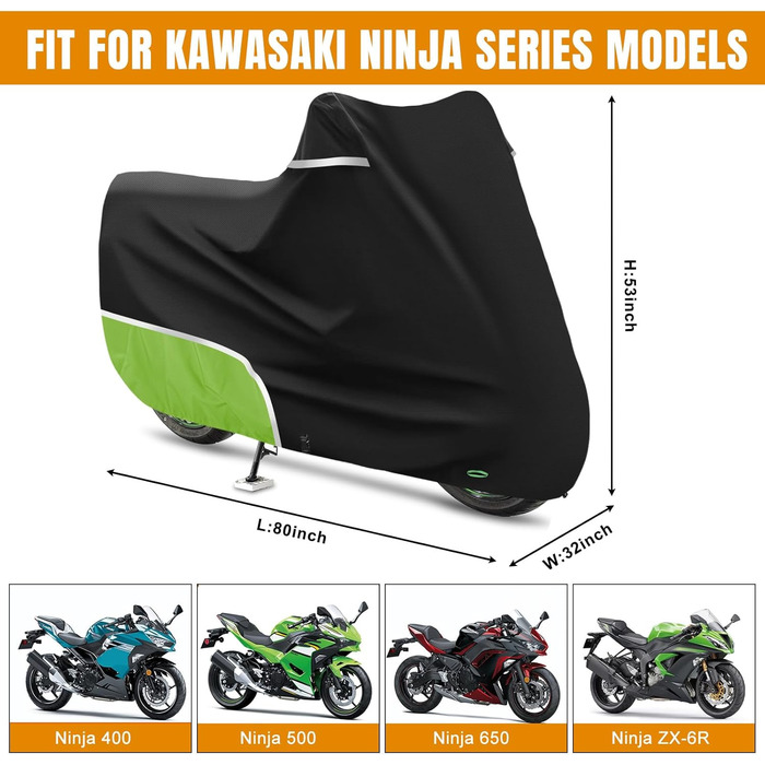 Водонепроникний чохол для мотоцикла 420D Oxford для Kawasaki Z900 Z1000 Z750 ER6N Z800 Ninja 500 (без багажника)