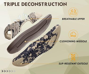 Чоловічі сандалі Oncaі Wandersandalen Trekking Ortho – зручні ортопедичні сандалі для відпочинку та спорту, розмір 44.5 EU, колір бежево-коричневий камуфляж