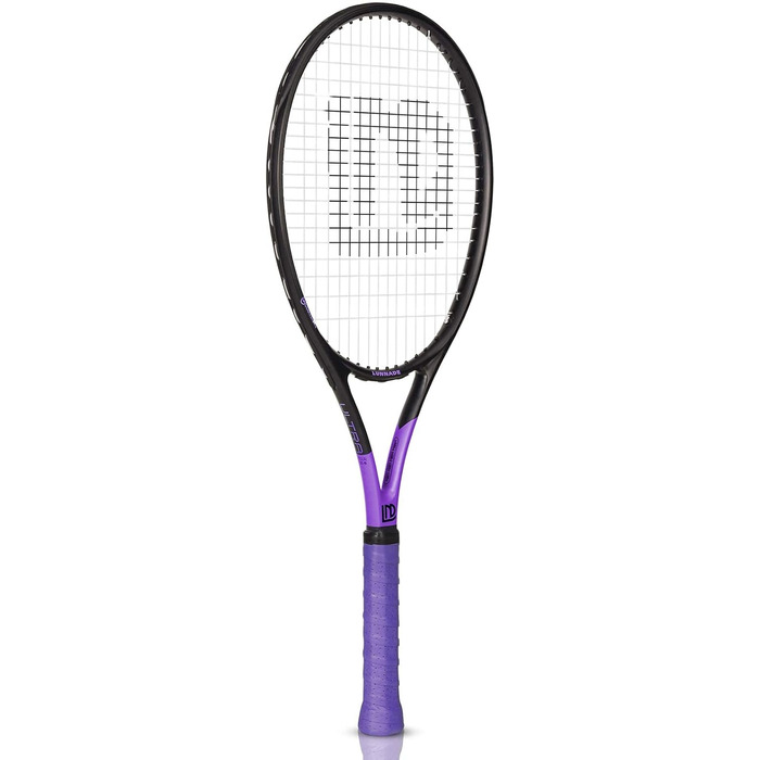 Тенісний ракетоподібний пристрій для дорослих, легкий, з чохлом, підходить для жінок та чоловіків, початківців та досвідчених (27 дюймів, чорний+фіолетовий)