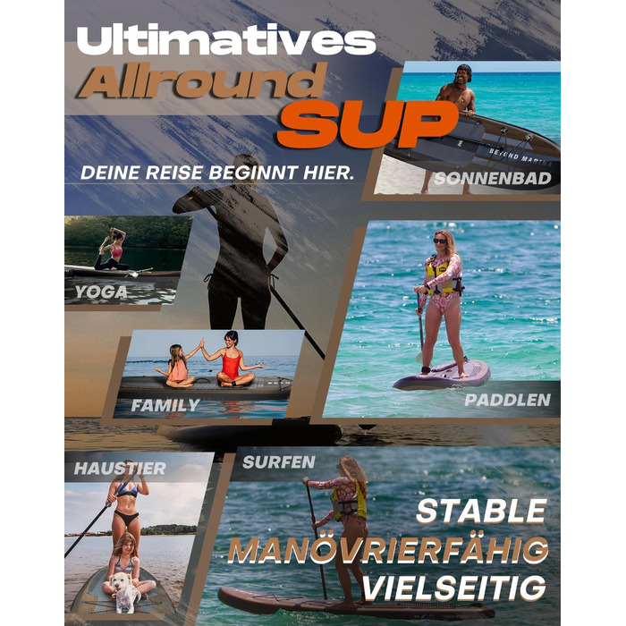 Надувна SUP-дошка BEYOND MARINA 320x81x15 см з веслом, сидінням, насосом, рюкзаком і страхувальним тросом для водних видів спорту