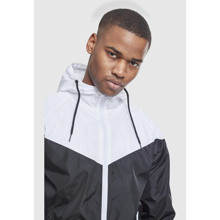 Чоловіча вітрівка Urban Classics Arrow Windrunner з капюшоном, демісезонна куртка з кольоровими блоками, 3XL, чорно-біла