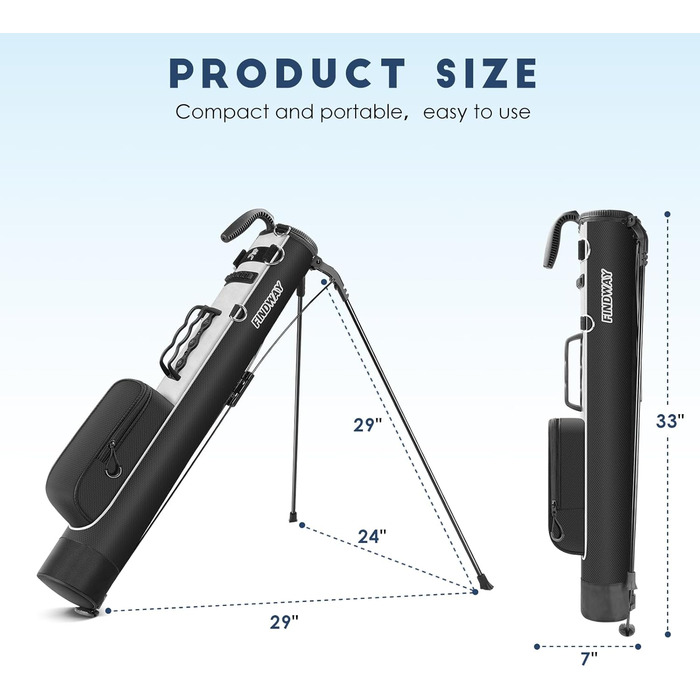 Сумка для гольфу Findway: стійка, легка, для тренувань та гри, 80 см, A1-BK