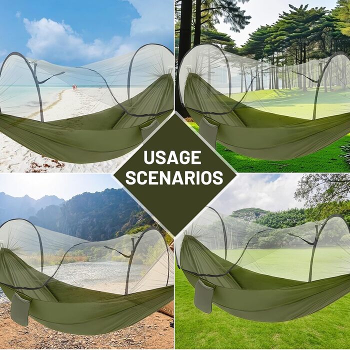 Гамак Ultraleicht Outdoor з москітною сіткою, для кемпінгу та подорожей, 300 кг, дихаючий, швидковисихаючий
