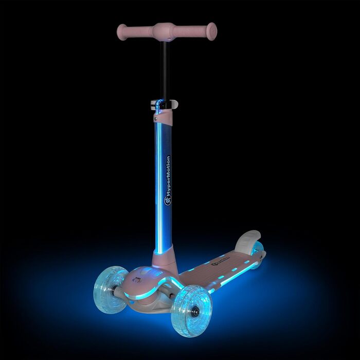 Самокат дитячий HyperMotion Willy складаний, регульований кермо, гумові колеса, до 40 кг, чорний/рожевий (BECKY)