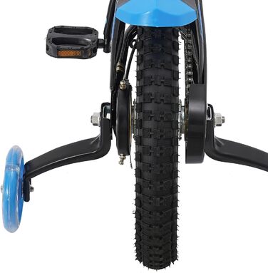 Дитячий велосипед 14 дюймів для хлопчиків та дівчаток 3-7 років, з додатковими колесами, регульована висота, з брудозахистом та пляшкою для води, для катання на відкритому повітрі