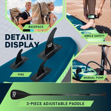Надувні SUP-дошки InnoExpo 11' з преміум аксесуарами: стабільний дизайн, антиковзне покриття для підлітків та дорослих (з сидінням для каяка)