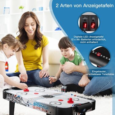 Airhockey стіл DREAMADE 42 дюйми з LED-рахунком та аксесуарами для дітей та дорослих