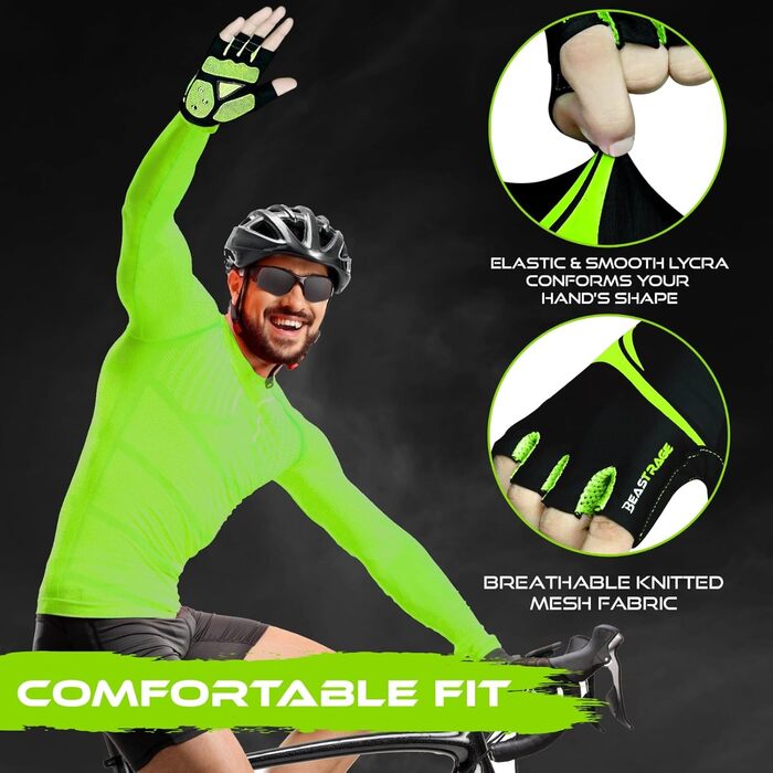 Велосипедні рукавички BEAST RAGE для жінок та чоловіків, дихаючі, без пальців, з антиковзким покриттям, амортизація, підходить для шосе, MTB, гірського велосипеда, білого кольору (PAPAGEI, L)