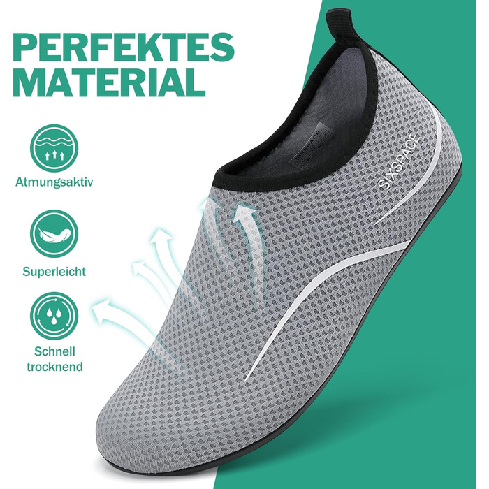 Чоловічі та жіночі аквашузи Sixspace для плавання, серфінгу, йоги. Швидка сушка, дихаючі, slip-on. Розмір 47 EU